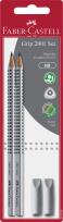 Opakowanie Grip 2001 Set Srebrny 2X Ołówek+2X Gumka Nakładka Blister Faber-Castell