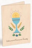 Opakowanie Karnet drewniany C6 Komunia kielich + koperta