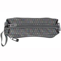 Opakowanie Piórnik trzykomorowy w kropki szary