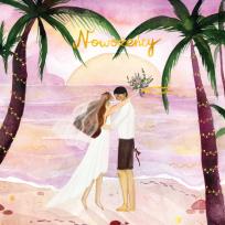 Opakowanie Karnet 155x155 Ślub - Palmy