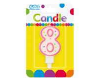 Opakowanie ŚWIECZKA CYFERKA Z KROPECZKAMI 8 7.5 CM PF-SCK8