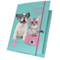 Opakowanie Teczka z gumką A4 błękitno-różowa Happy Friends 15 sztuk