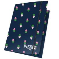 Opakowanie Teczka z gumką A4 granatowa w kaktusy 5 sztuk