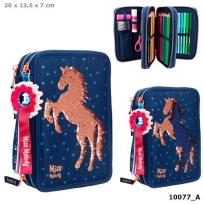 Opakowanie PIÓRNIK POTRÓJNY Z WYPOSAŻENIEM MISS MELODY KOŃ Z CEKINAMI 10077A