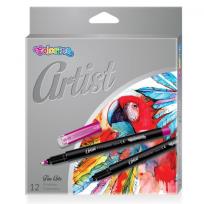 Opakowanie CIENKOPISY Z PLASTIKOWĄ KOŃCÓWKĄ COLORINO ARTIST 12 KOLORÓW