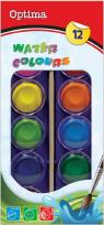 Opakowanie Farby Akwarelowe 12 Kolorów+ Pędzelek Optima