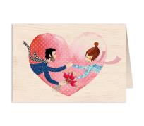 Opakowanie Karnet drewniany C6 + koperta Ślub bukiet i serce