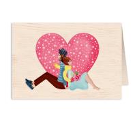 Opakowanie Karnet drewniany C6 + koperta Ślub Para Młoda serc