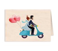 Opakowanie Karnet drewniany C6 + koperta Ślub skuter