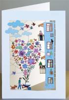 Opakowanie Karnet PM159 wycinany + koperta Serce kwiaty Ślub