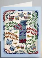 Opakowanie Karnet PM791 wycinany + koperta Urodziny 1 sowy