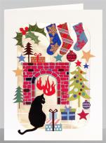 Opakowanie Karnet XP43 wycinany + koperta Święta Kot kominek