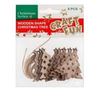 Opakowanie Ozdoba dek drewniana choinka zawieszka 2 8szt