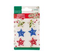 Opakowanie Ozdoba dekoracyjna drewniana guzik gwiazdy 6szt