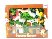 Opakowanie Zestaw zwierząt domowych 8 sztuk +2 domki  +krzaczki