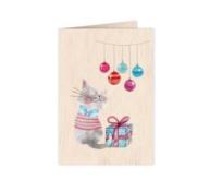 Opakowanie Karnet drewniany C6 + koperta Święta Kot