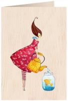 Opakowanie Karnet drewniany C6 + koperta Złota rybka