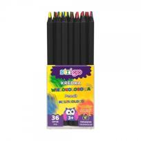 Opakowanie Kredki wielokolorowe czarne drewno (36szt) STRIGO