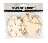 Opakowanie Zestaw ozdób świątecznych drewnianych 9-11cm 6szt