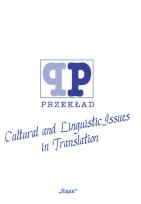 Okładka książki Cultural and Linguistic Jssues in Translation