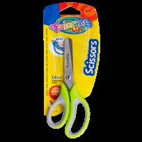 Opakowanie NOŻYCZKI SZKOLNE 14 CM Z GUMOWĄ RĄCZKĄ BLISTER COLORINO KIDS