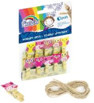 Opakowanie Ozdoby drewniane Spinacz Sowa 10szt FIORELLO