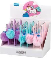 Opakowanie Długopis Unicorn pompon (24szt) nieb 82010