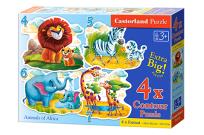 Opakowanie 4x1 Puzzle konturowe 4-5-6-7 Animals of Africa