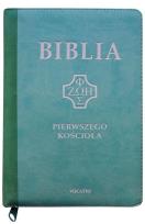 Okładka książki Biblia pierwszego Kościoła z paginat. miętowa