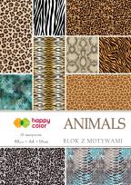 Opakowanie Blok Happy Color z motywami ANIMALS A4 15+1 arkuszy 80g/m2, 15 motywów