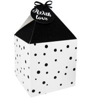 Opakowanie Pudełko na prezenty 11x11 biało-czarne kropki 4szt