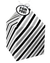 Opakowanie Pudełko na prezenty 11x11 biało-czarne pasy 4szt