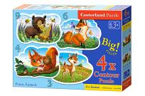 Opakowanie PUZZLE 4x1 KONTUROWE 3-4-6-9 Forest Animals
