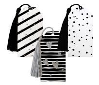 Opakowanie Tagi prezentowe z chwostem biało-czarne 6szt