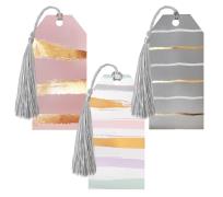 Opakowanie Tagi prezentowe z chwostem pastelowo-złote 6szt