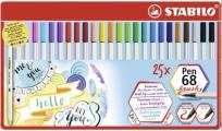 Opakowanie Flamastry Pen 68 brush etui met. 25 kol STABILO