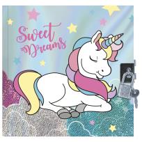 Opakowanie Pamiętnik metalizowany z kłódką Jednorożec 12