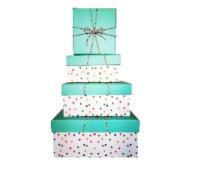 Opakowanie Pudełko Kwadrat mięta pastel kropki L ROZETTE