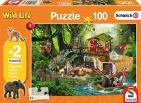 Opakowanie Puzzle 100 Schleich Stacja badawcza + 2 figurki G3