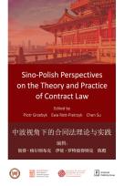 Okładka książki Sino-Polish Perspectives on the Theory and Practice of Contract Law