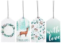 Opakowanie Tagi prezentowe brokatowe wykończenie 8szt