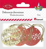 Opakowanie Drewniane zawieszki bombki kolorowe 6szt