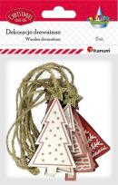 Opakowanie Drewniane zawieszki choinki kolorowe 6szt