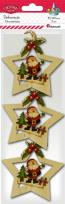 Opakowanie Drewniane zawieszki gwiazdy z Mikołajem 3szt