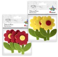 Opakowanie Filcowe kwiatki z łodygą 3D mix 3szt