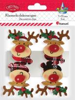 Opakowanie Klamerki drewniane z dekorem renifer filcowy 4szt