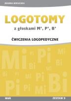 Okładka książki LOGOTOMY z głoskami M, P, B Ćwiczenia logopedyczne