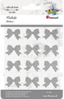 Opakowanie Naklejki kokardy brokatowe srebrne 12szt.TZ-642