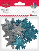 Opakowanie Naklejki piankowe brokatowe śnieżynki mix12szt.