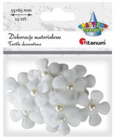 Opakowanie Ozdoba materiałowa Kwiaty 3D z perełką 15szt